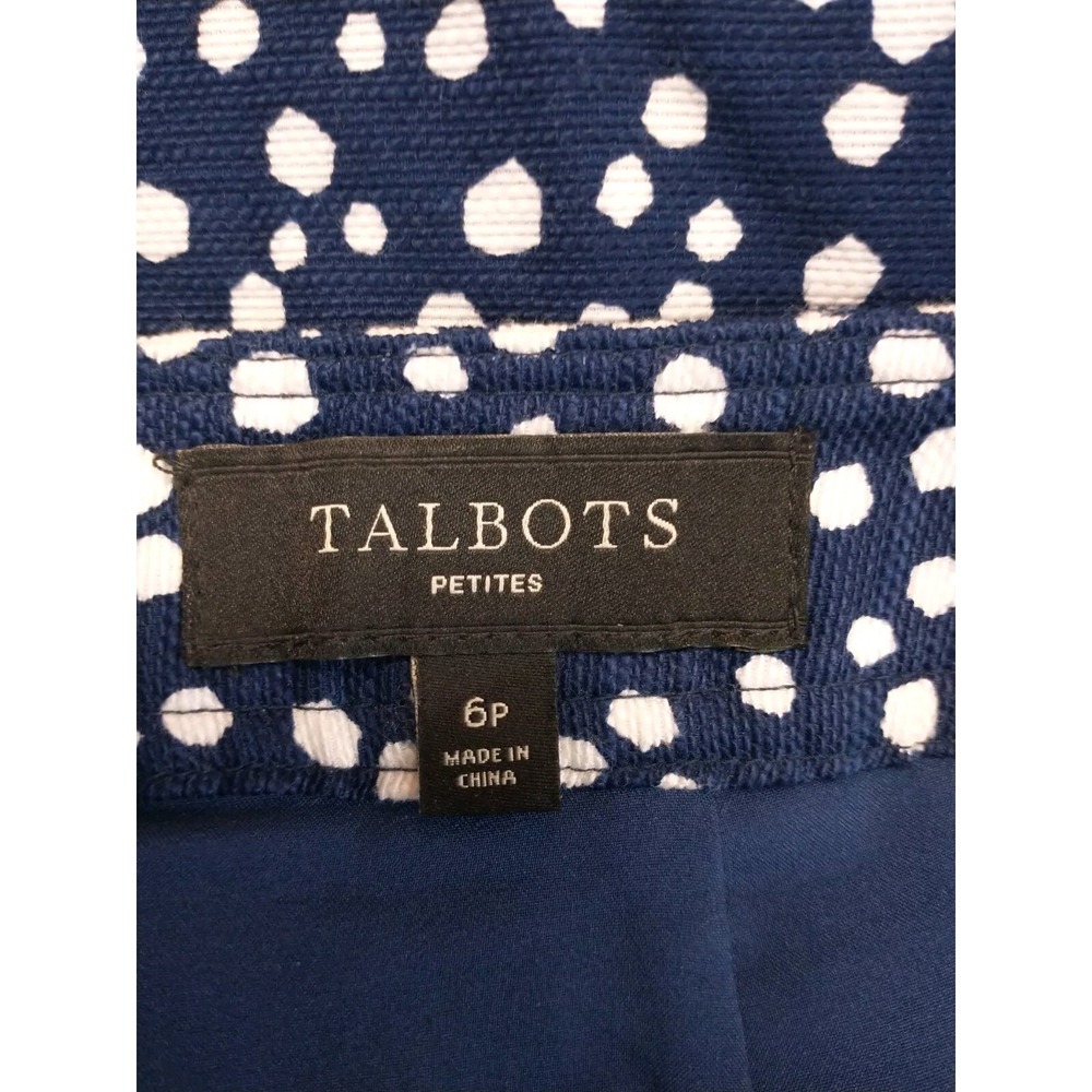 Talbots Pencil Skirt Womens 6P Knee Length Lined Blue Polka Dot Back Zip - Picture 6 of 7